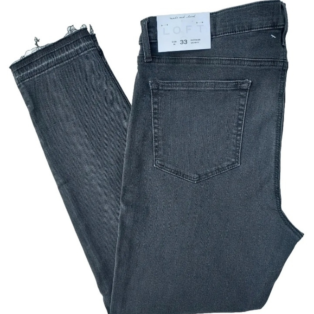 Loft Modern Skinny Denim Ankle Jean Washed Charcoal Black Size 16 33 NEW NWT
